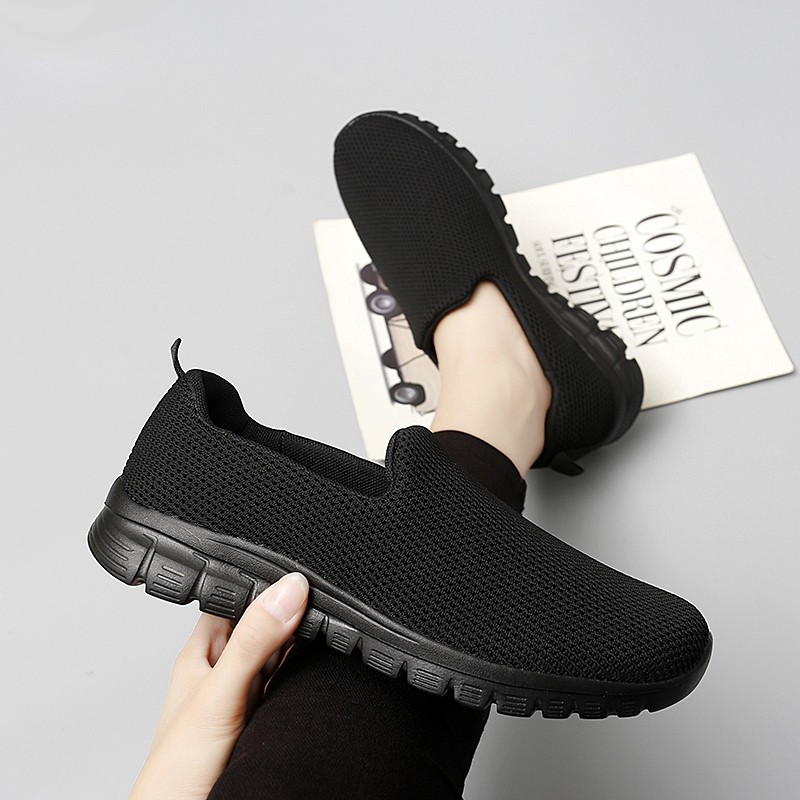 Women Walking Sneaker Mesh Breathable Female Knitted White Vulcanized Shoes Casual Slip on Ladies Flat Shoes Comfort Footwear