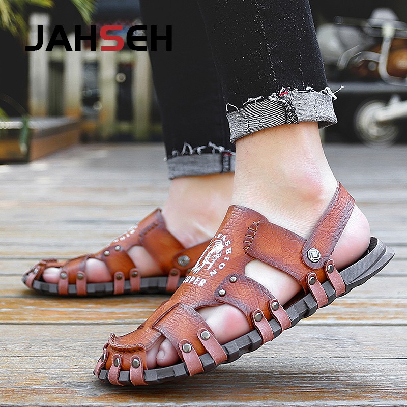 Summer Men Casual Sandals Outdoor Brand Slippers Genuine Leather Beach Shoes for Men Designer Mens Roman Sandals Zapatos Hombre