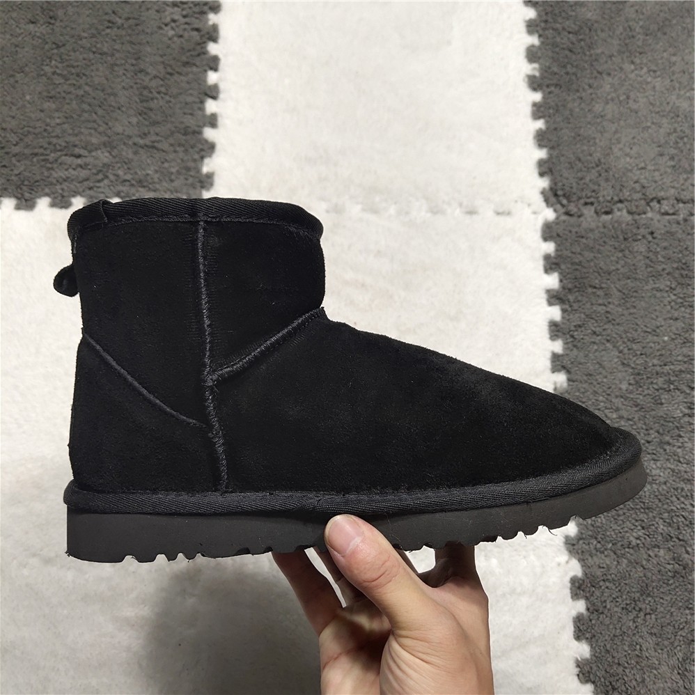 2021 Australia women snow boots 100% genuine cowhide leather ankle boots warm winter shoes woman black boots plus size 34-44