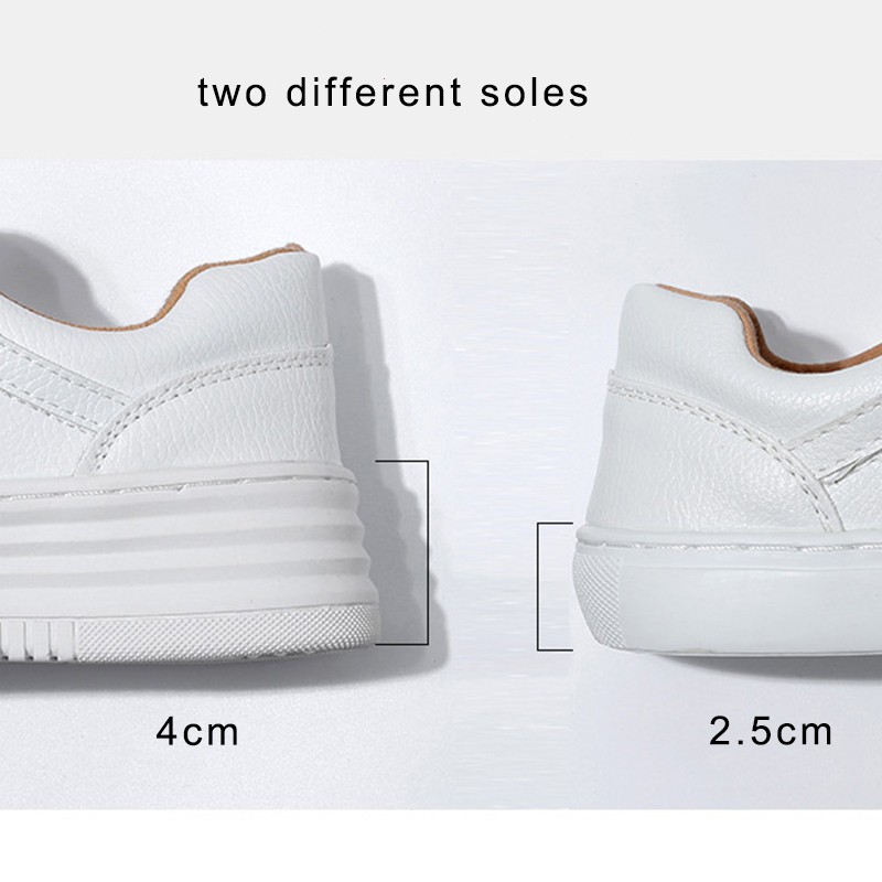 Plus Size 43 White Leather Shoes Chunky Platform Sneakers Women College Girls Casual Flat Shoes Zapatillas Deportivas Mujer LN84