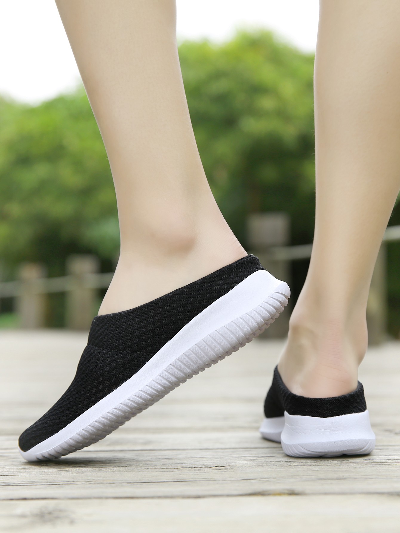 Flying Mesh Half Slippers Women Walking Shoes Orthopedic Ladies Platform Mules Mesh Lightweight Slippers Wedge Female Sneaker