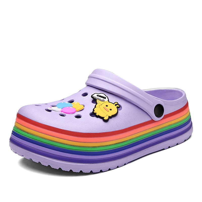 summer women platform clogs rainbow garden sandals cartoon fruit slippers slip on for girl beach shoes outdoor fashion slides