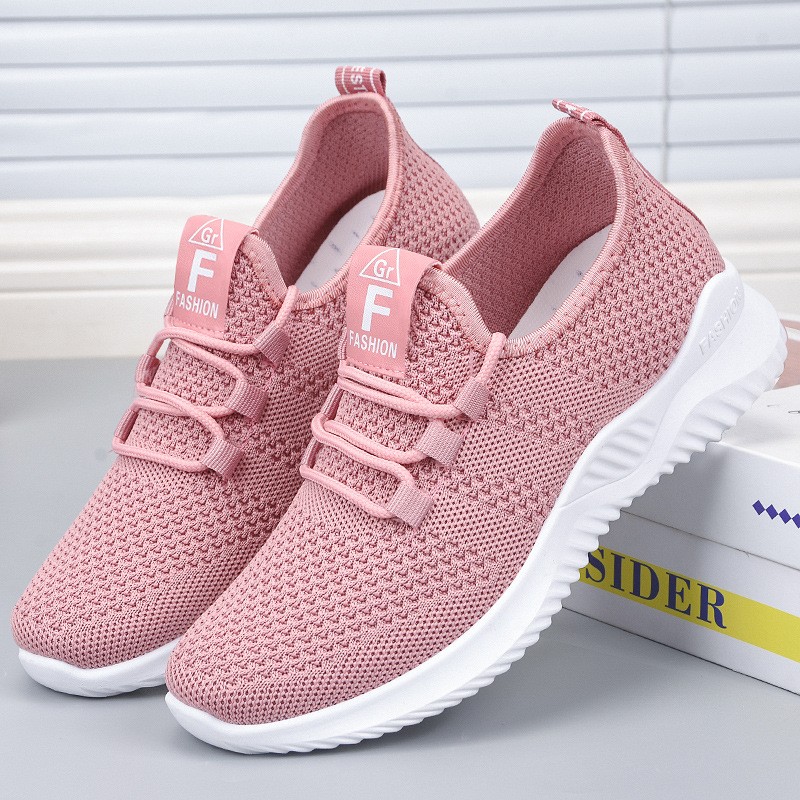 Casual women's flat shoes. Comfortable Lightweight Soft Sole Lace Up Mesh Women's Shoes Wedge Sneakers Mujer