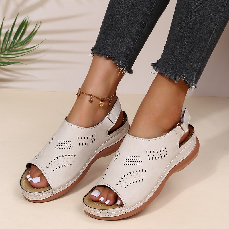 Remusi 2022 Summer Platform Sandals Non-Slip Women PU Leather Open Toe Wedges Sandalias Mujer Light Casual Beach Shoes Woman