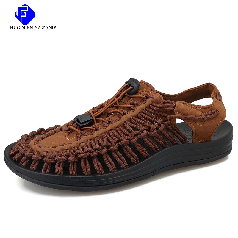 2022 summer men sandals fashion handmade fabric design beach sandals breathable casual flat sandals outdoor sandals large size