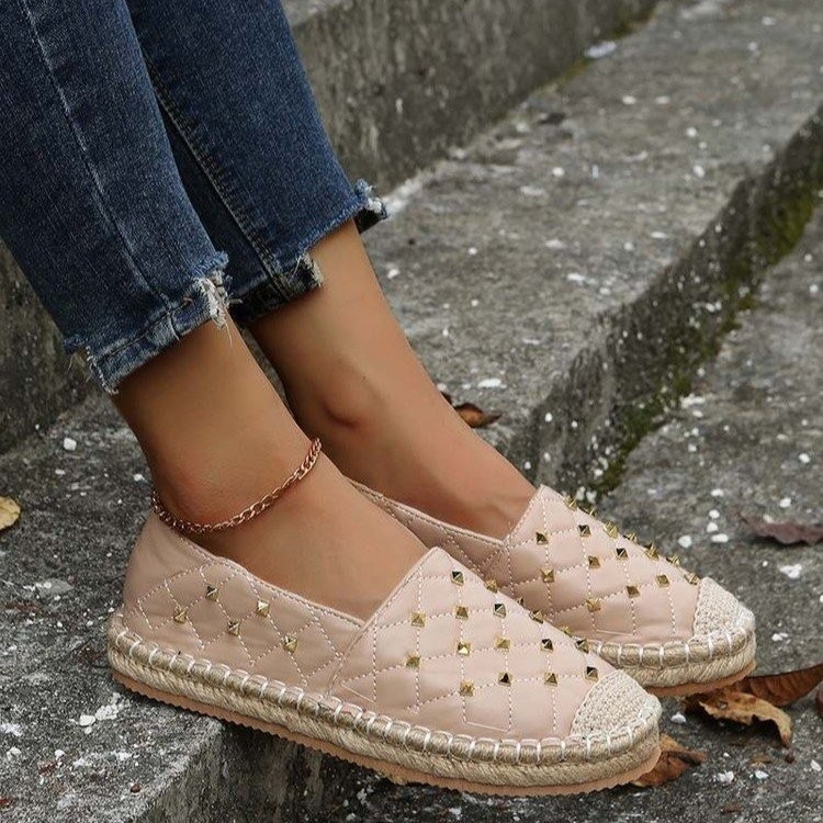 Women Autumn New Fisherman Shoes Flats Loafers Shoes Canvas Women Slip On Rivet Comfortable Mules Zapatillas Mujer