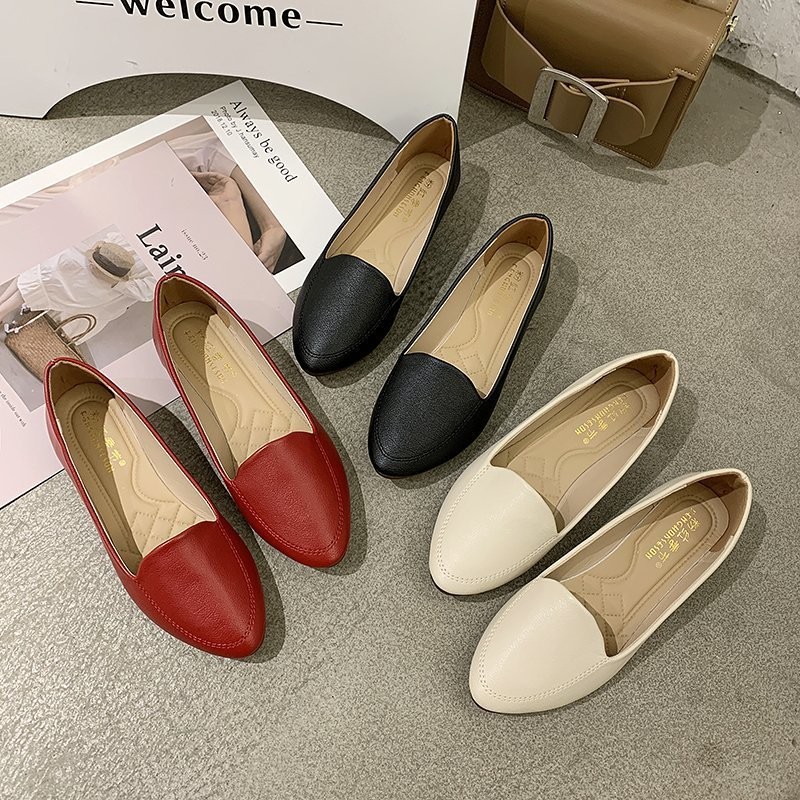 Spring new simple pointed toe Korean women's shoes fashion street breathable lightweight pregnant women comfortable flat shoes