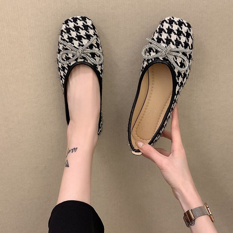 Spring new fashion hh9st shallow mouth casual women's shoes cute bow French style design breathable elegant flat shoes