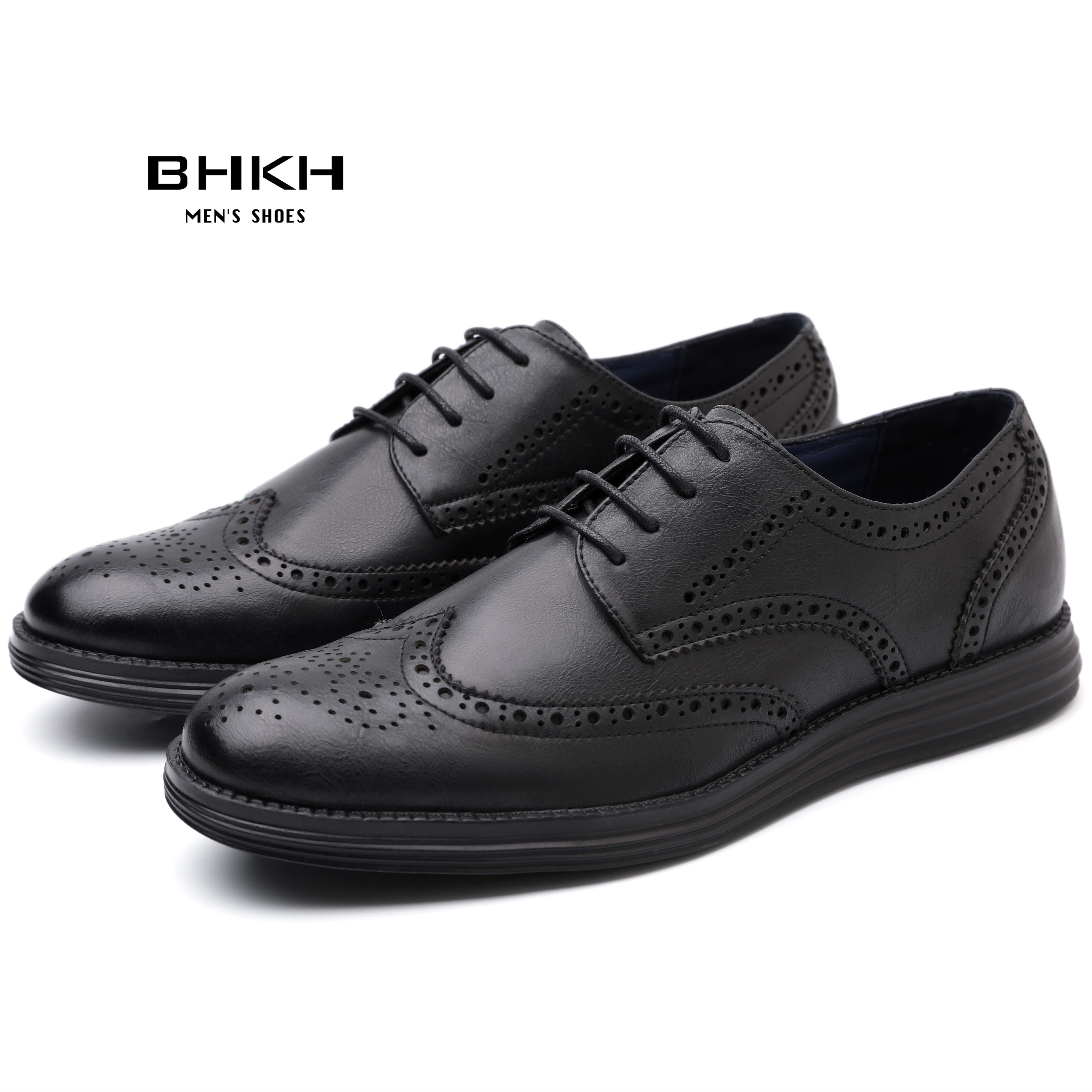 BHKH 2022 Autumn Genuine Leather Men Dress Shoes Fashion Lace-up Man Casual Shoes Work Smart Work Office Shoes light weig