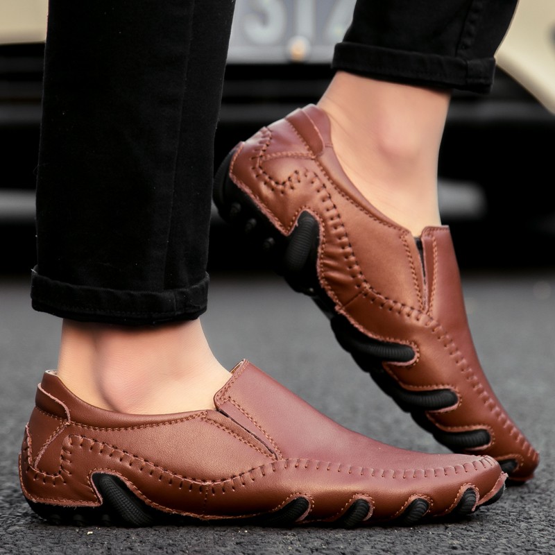 Men's casual genuine leather shoes, waterproof moccasin shoes, comfortable driving sports shoes, men's fashion