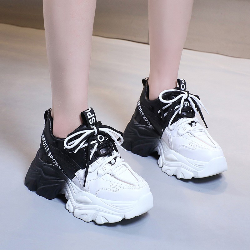 Rimocy High Street Fashion Women Sneakers Chunky Platform Mix Color Vulcanize Shoes Woman 2022 Spring Thick Sole Lace Shoes