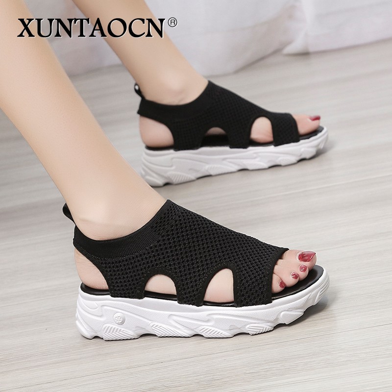 2022 New Summer Women Sandals Sexy Shoes Crystal Casual Woman Flats Buckle Strap Ladies Fashion Beach Shoe Big Size