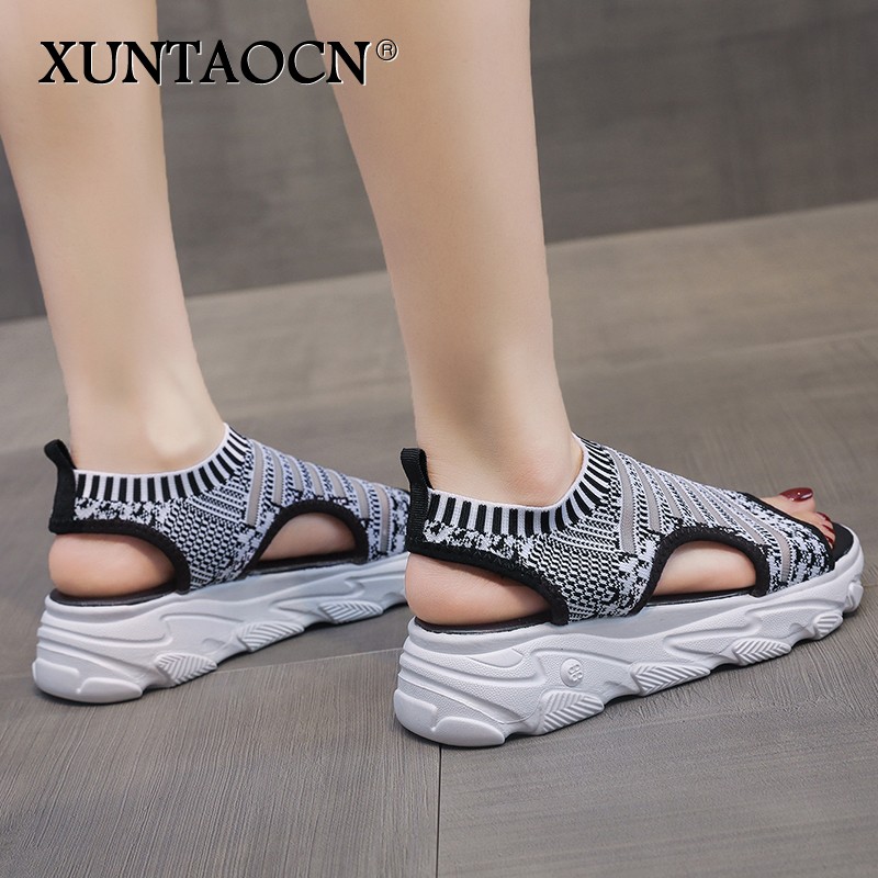 women sandals wedges shoes summer platform sandals shoes women female slip on peep toe knitted ladies casual sneakers 2022