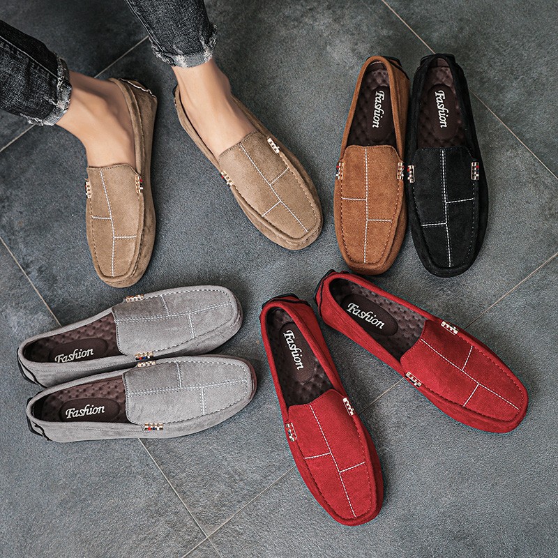 Fashion Men Shoes Suede Leather Casual Shoes Dress Shoes Classic Mens Loafers Breathable Slip On Men Flats Male Driving Shoes Mocassin