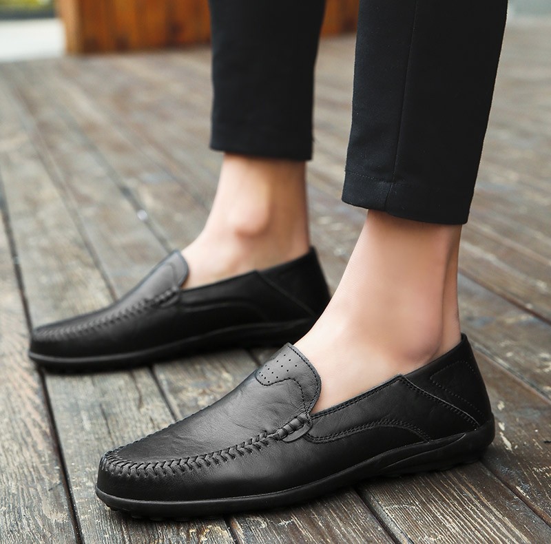 BTMOTTZ Summer Men Casual Shoes Luxury Brand Genuine Leather Mens Loafers Moccasins 2020 Italian Breathable Slip On Boat Shoes