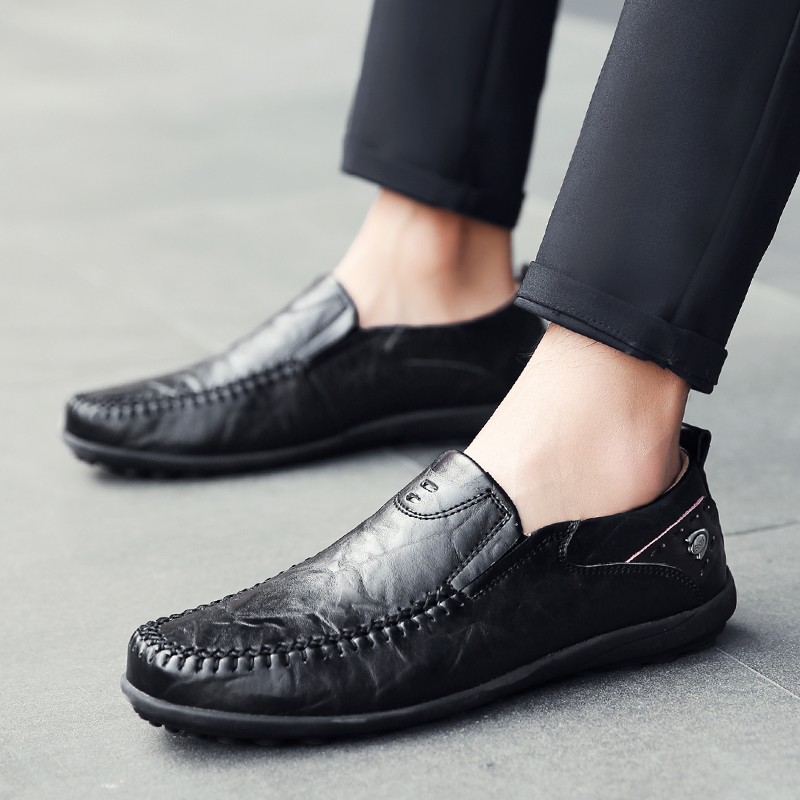 Italian Men Casual Shoes Summer Genuine Leather Men Loafers Moccasins Slip-on Men Flats Breathable Male Driving Shoes BTMOTTZ