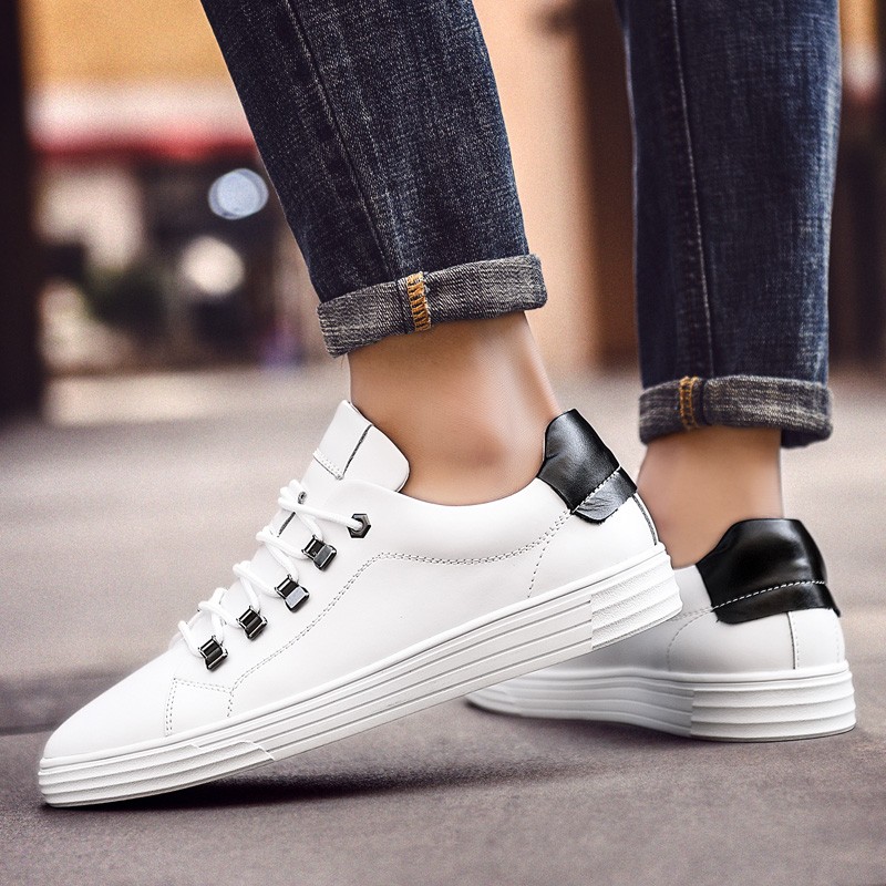 Men's shoes leather casual spring sneakers men 2021 new lace-up British style shoes fashion sneakers