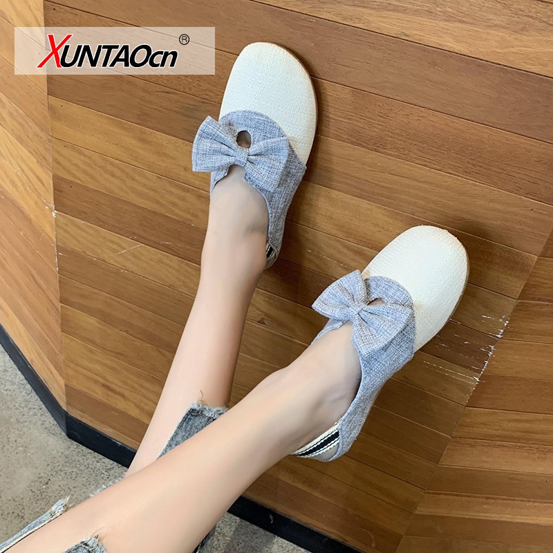 New Nylon Women's Super Cute Flats Flat Heels Non-slip Bow-knot Shoes for Woman School Girls Soft Summer Wild Loafer 2022