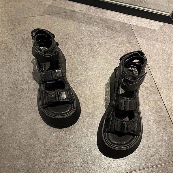 The new women's thick bottom muffin summer 2021 student velcro wedges shoes for women open toe shoes hook and loop sandals