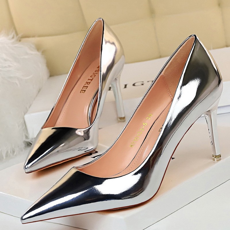 BIGTREE Shoes Woman Pumps Patent Leather High Heels Shoes Women Basic Pump Wedding Shoes Female Stiletto High Heels Women Shoes Plus Size 43