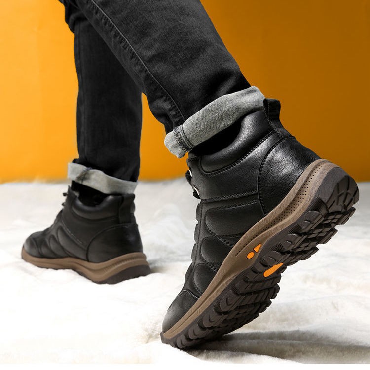 Men's shoes 2021 autumn and winter warm casual fashion lace up basic leather shoes bota male zapatos de segurchampre hombre