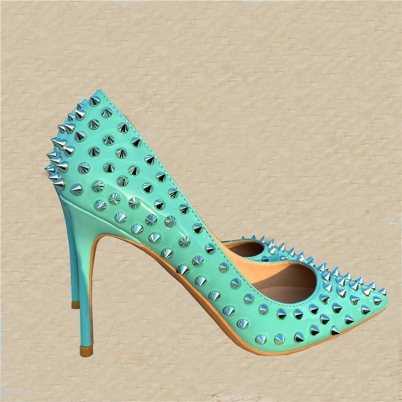 Spring New Sexy Rivet Pointed Toe Stiletto High Heel Work Shoes Party Dress All-match Fashion Large Size Women's Shoes