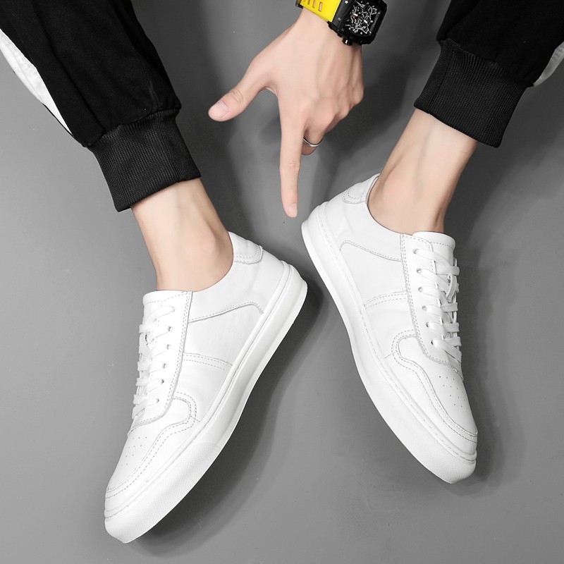 Spring new white shoes men's shoes tide wild men's Korean casual shoes genuine white formal shoes lace up student sneakers