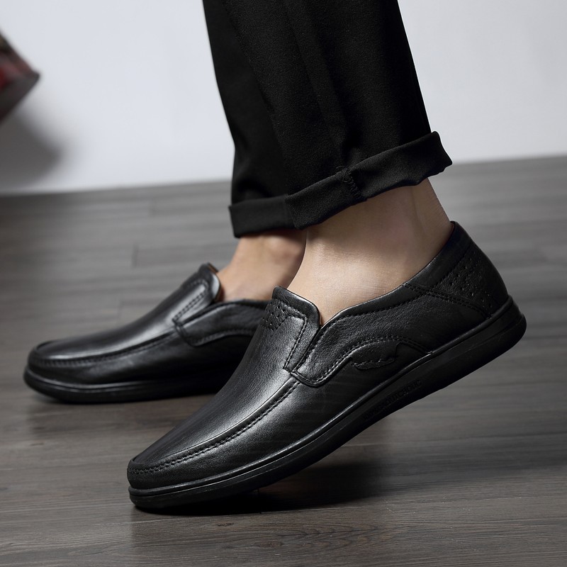 Genuine leather men loafers dress shoes slip on male casual shoes man wedding party driving moccasins shoes plus size