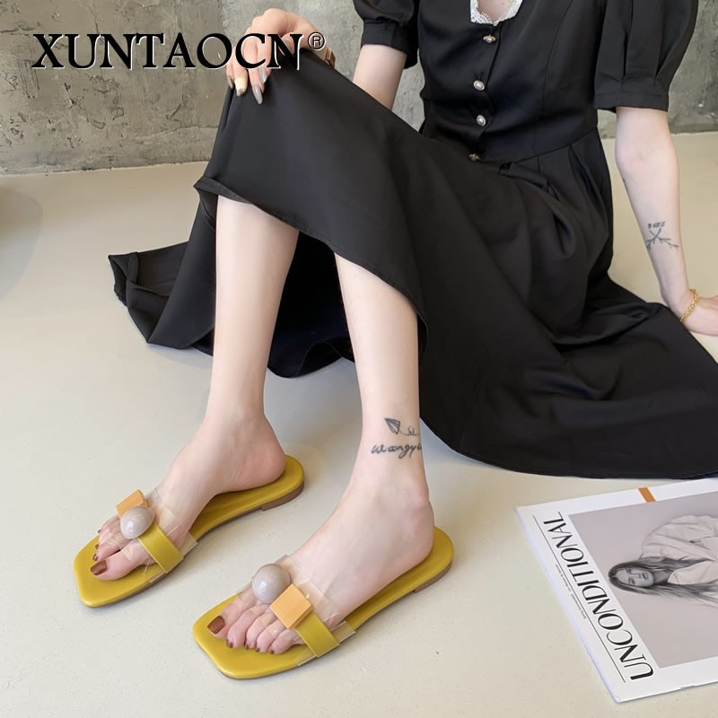 2022 New Korean Version Fashion Slippers Womern Candy Color Flat Flip Flops Women Sandals Casual Shoes Women A035