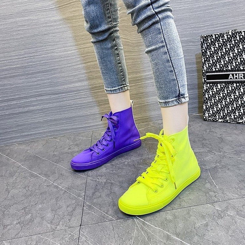 Rose Red Yellow Purple Orange Green Color Microfiber Leather High Quality Sneakers Women Running Shoes Leather Women Sneakers