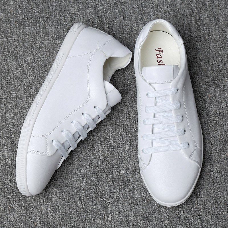 Simple black sneakers leather shoes men white sneakers male flat shoes soft sole breathable men's shoes