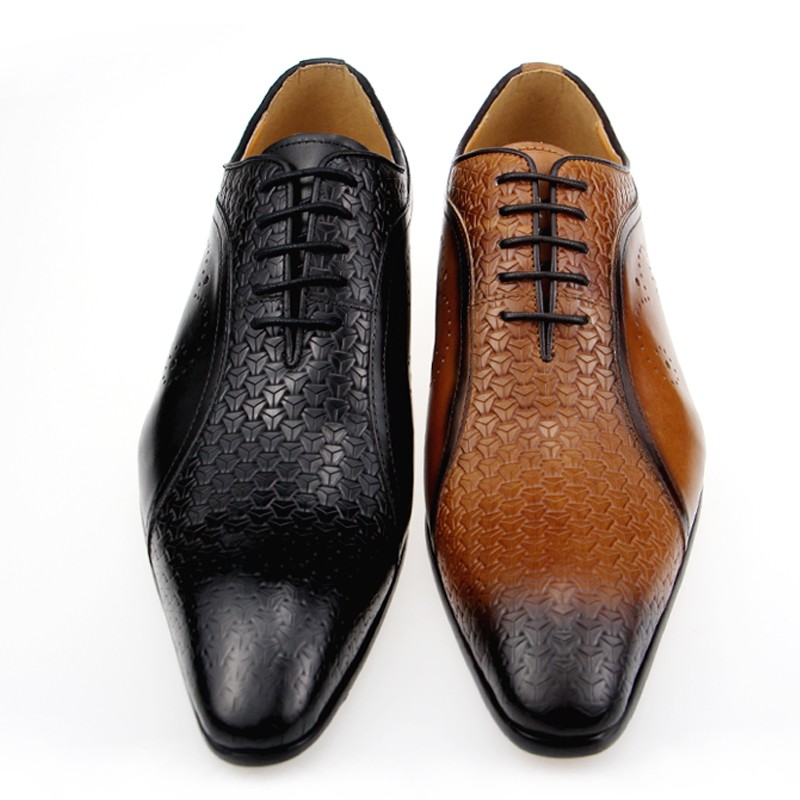 Formal leather men evening wedding shoes comfortable high quality classic side carving shoes for men black brown brogue