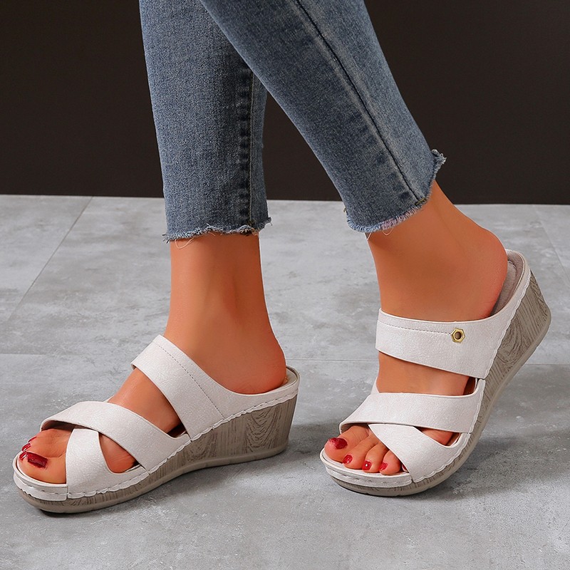 Rimocy Platform Wedges Slippers Women 2022 Summer Open Toe Beach Sandals Woman Plus Size 42 Non-slip Thick Bottom Slides Mujer