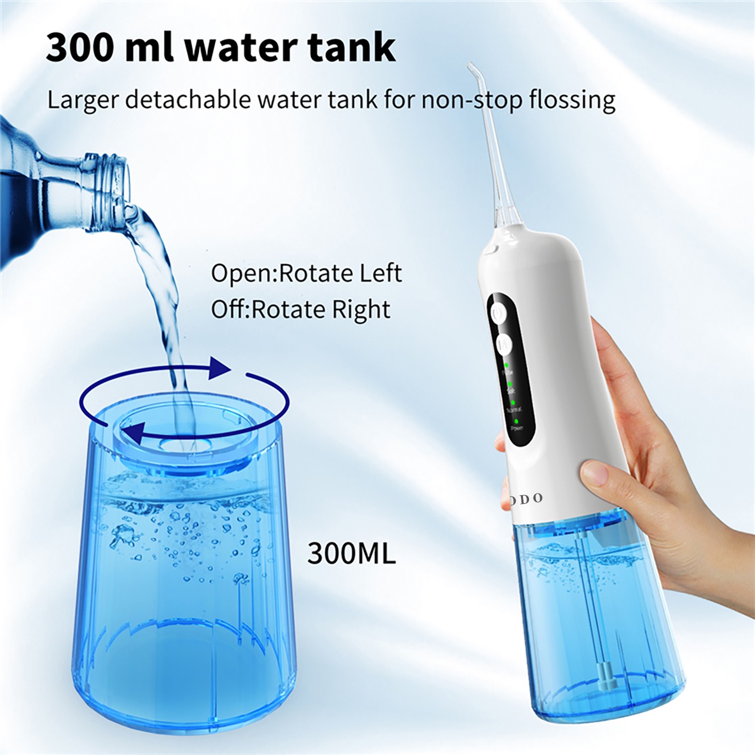 KUDO Oral Irrigator Dental Water Flosser USB Rechargeable Portable Dental Water Jet 300ml Dental Irrigator Floss