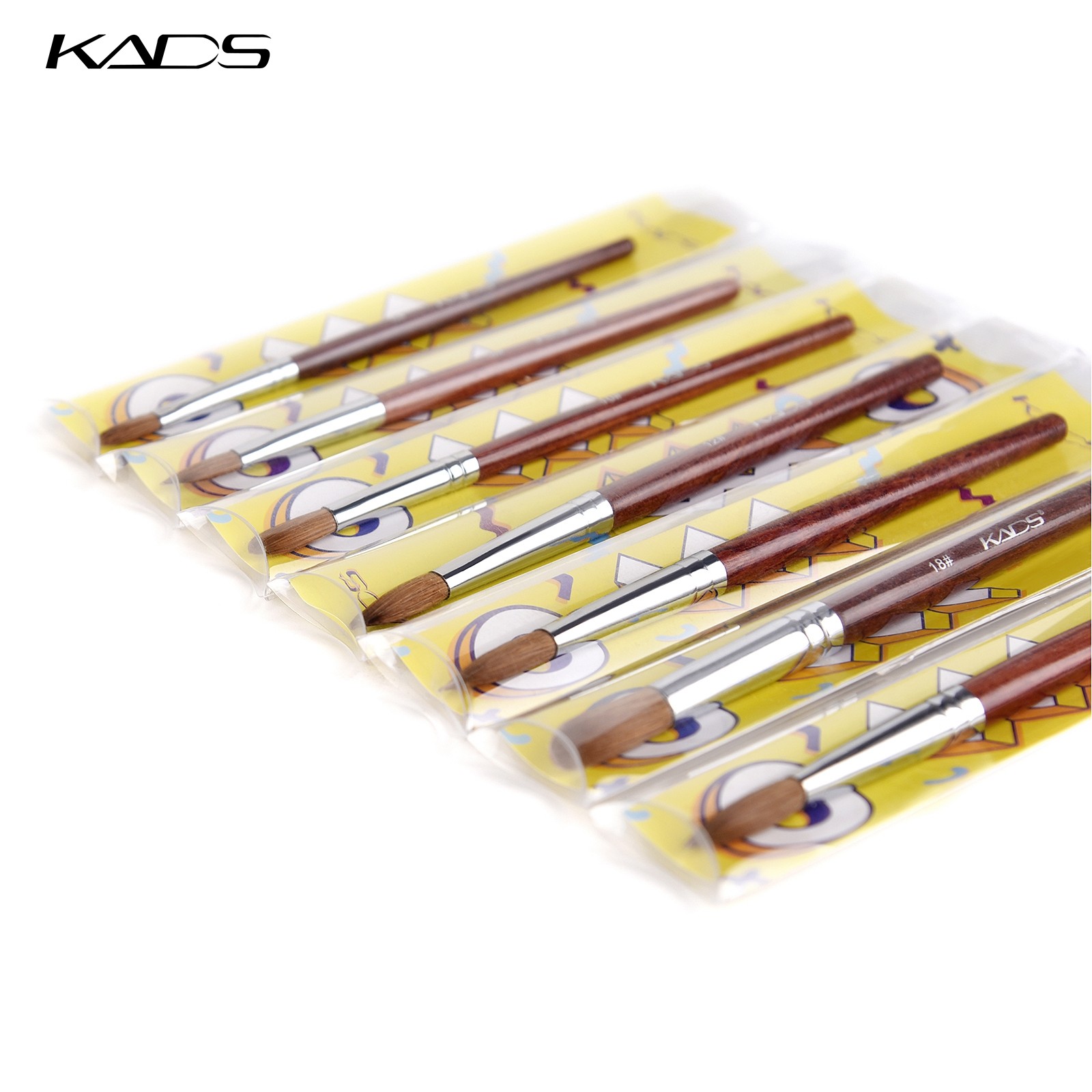 KADS Acrylic Nail Brush Curly Kolinsky Sable UV Nail Art Gel Extension Brush Manicure Flat Round Brush Red Wood Nail Brush