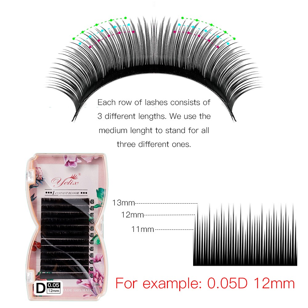 YELEX Easy Van Lashes Bloom Individual Eyelash Extension Faux Mink Lashes Soft Natural Lash Extension Volume Rosso Auto Fans