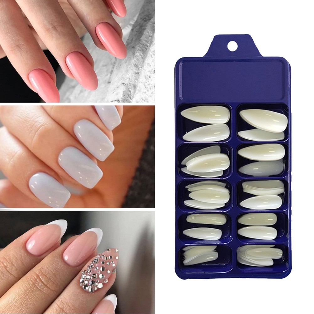 100pcs/set Matte Fake Nail Art Tips Long Ballerina Coffin Nails ABS Full Cover Vessel Nails Manicure Tools