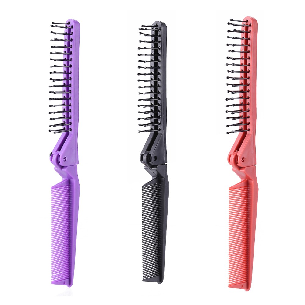 Folding Comb Double Headed Serrated Hair Comb Women Travel Portable Beauty Plastic Massage Brush Hair Styling Tools