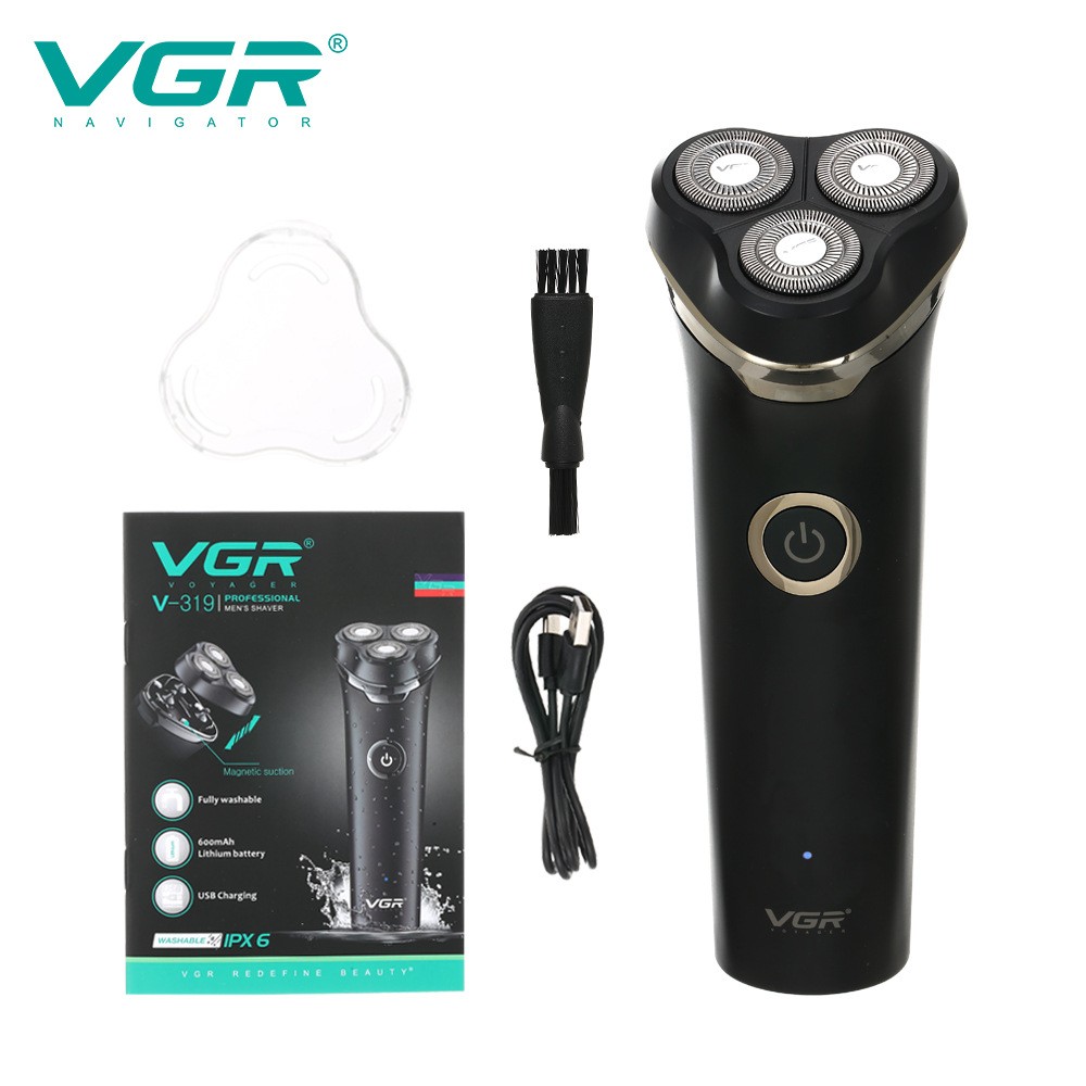 VGr New Magnetic Suction Three Head Shaver Shaver For Men Rechargeable Beard Trimmer V-319 Electric Hair Trimmer Clipper Machines