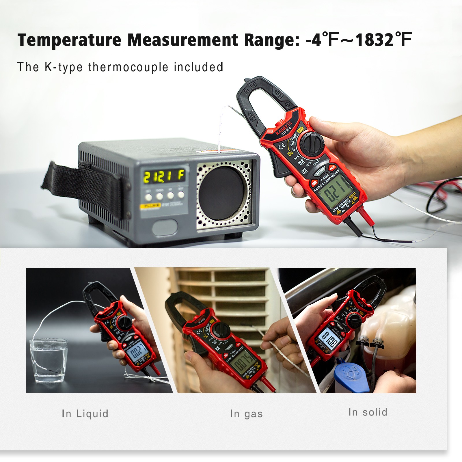 KAIWEETS AC DC Digital Clamp Meter Multimeter Penza Ampremetrica True RMS High Precision Capacitance NCV Ohm Hz Tester