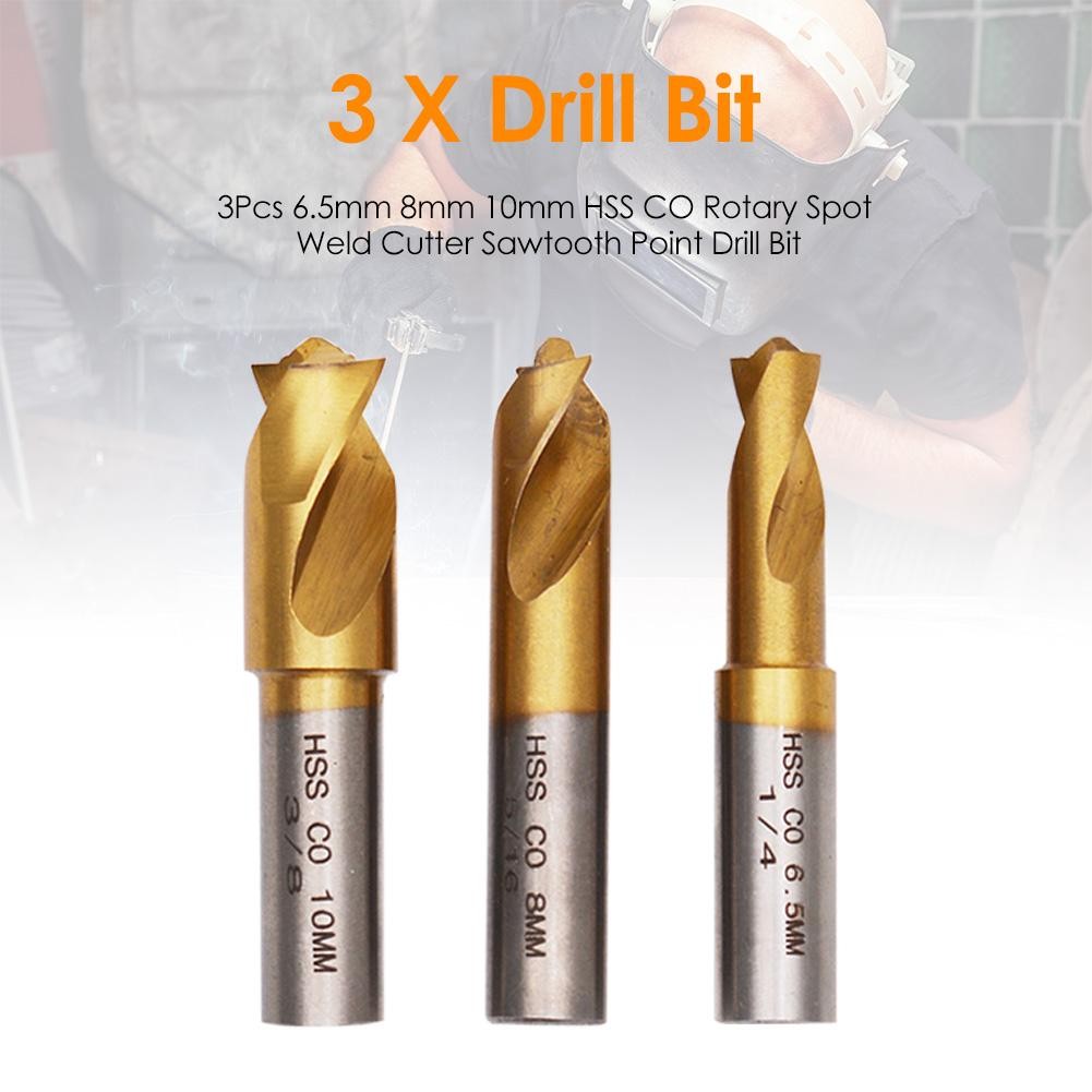 3pcs HSS Co-Rotary Spot Welding Cutter Sawmill Point Drill Bit Sheet Metal Welding Joints Removal Titanium Plating Drill Bit