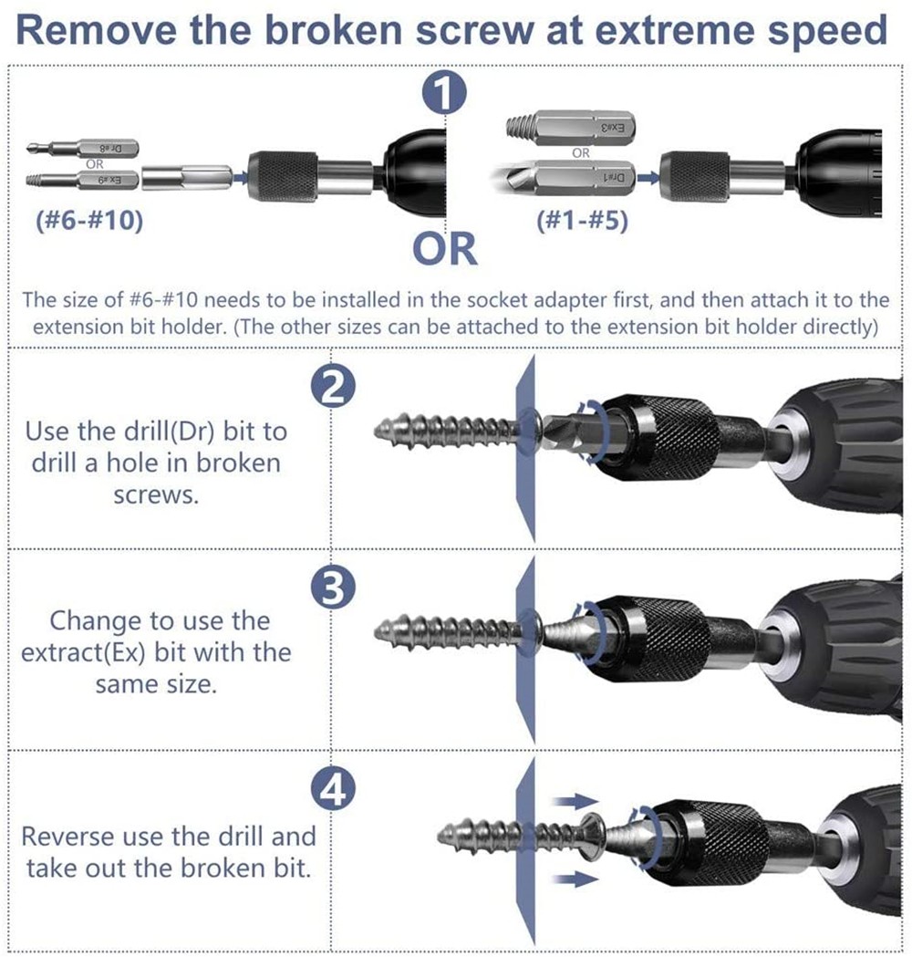 33/22pcs Damaged Screw Extractor Alloy Extractor Drill Bit Set Broken Drill Bit Stripped Easily Take Out Screws Remover Bolt