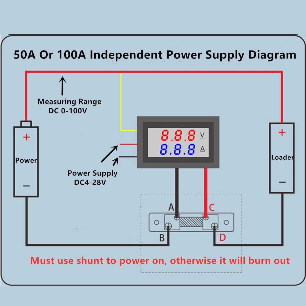 High Quality DC 100V 10A Voltmeter Ammeter Blue + Red LED Amp Dual Digital Volt Meter Scale