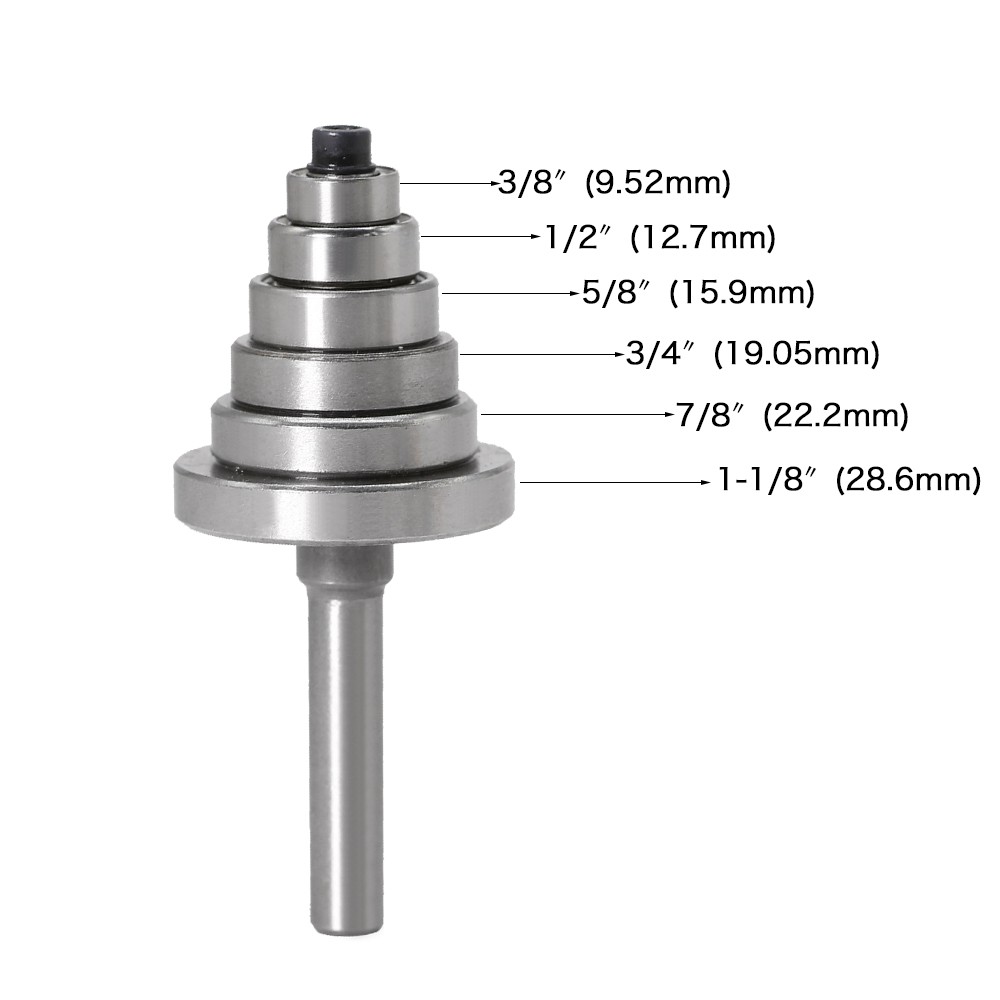 Rabbit Router Bit with 6 Bearings Set-1/4" Shank 6mm Shank Woodworking Cutter Tenon Cutter for Woodworking Tools