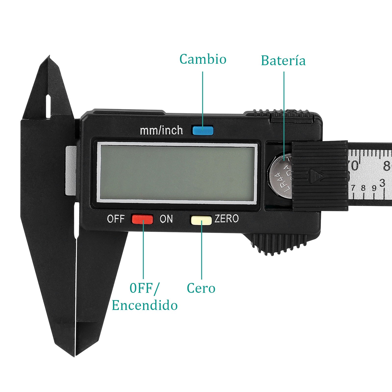 Electronic digital caliper digital caliper plastic fiber body with 0-6 inch/mm large LCD display vernier caliper