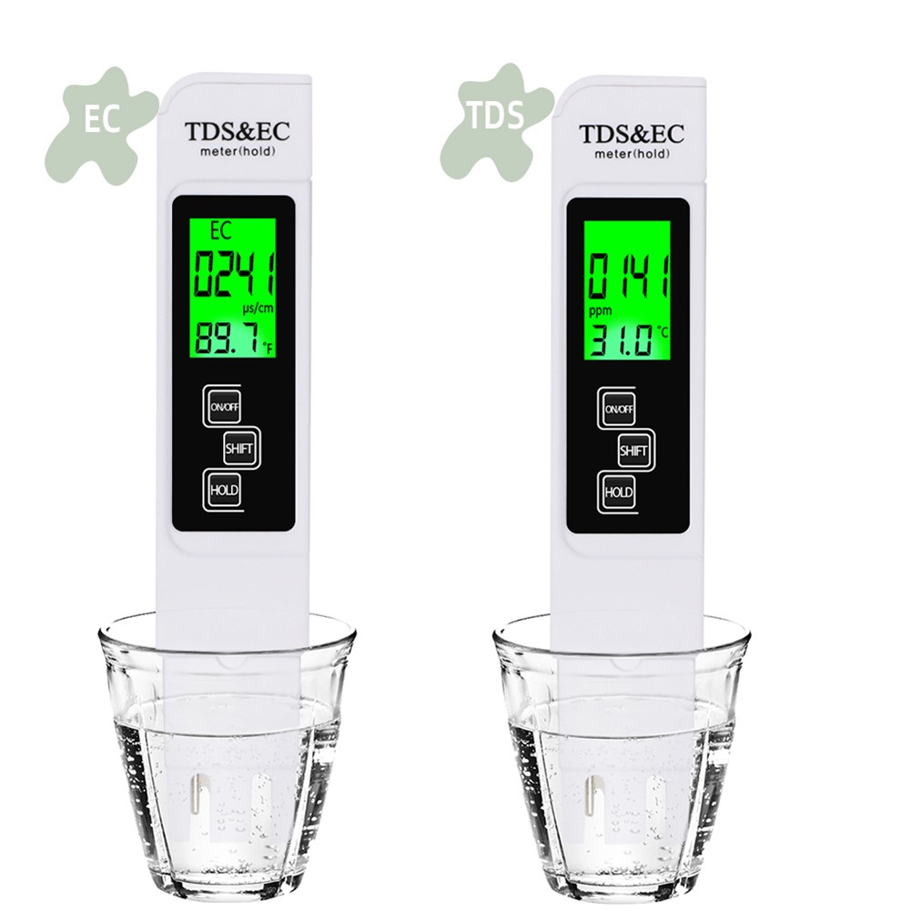 TDS/EC Tester 0-9990ppm Conductivity Detector Water Purity Thermometer 3 in1 TDS/Temperature/EC Meter Water Water Quality Tester Pen