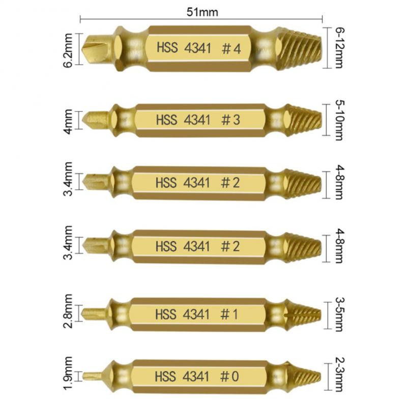 6pcs Damaged Screw Extractor Speed ​​Drill Bits Tool Set Bolt Break