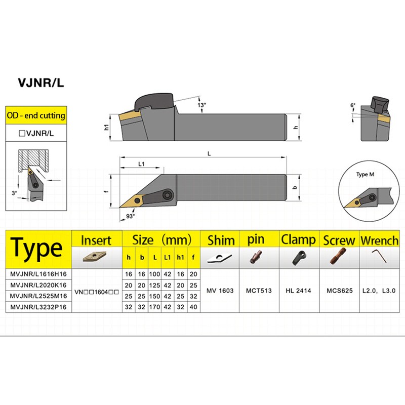 Kakarot External Turning Tool Holder MVJNR2020K16 MVJNR1616K16 MVJNR2525M16 VNMG160408 Carbide Inserts MVJNR Lathe Cutting Tools