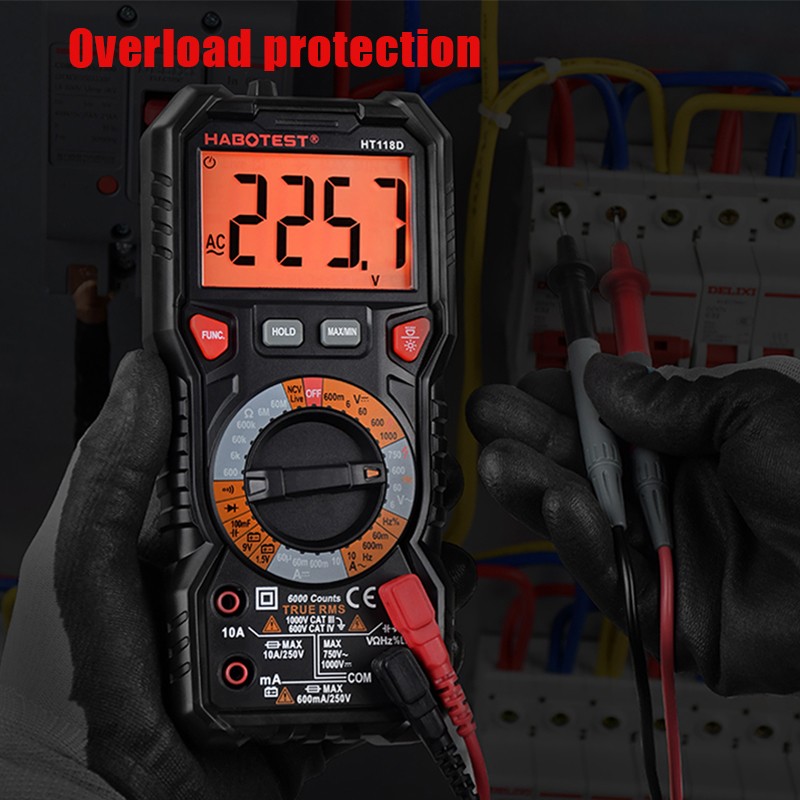 HABOTEST HT118 Professional Digital Multimeter 1000V 10A AC Voltmeter Transistor Capacitor Tester