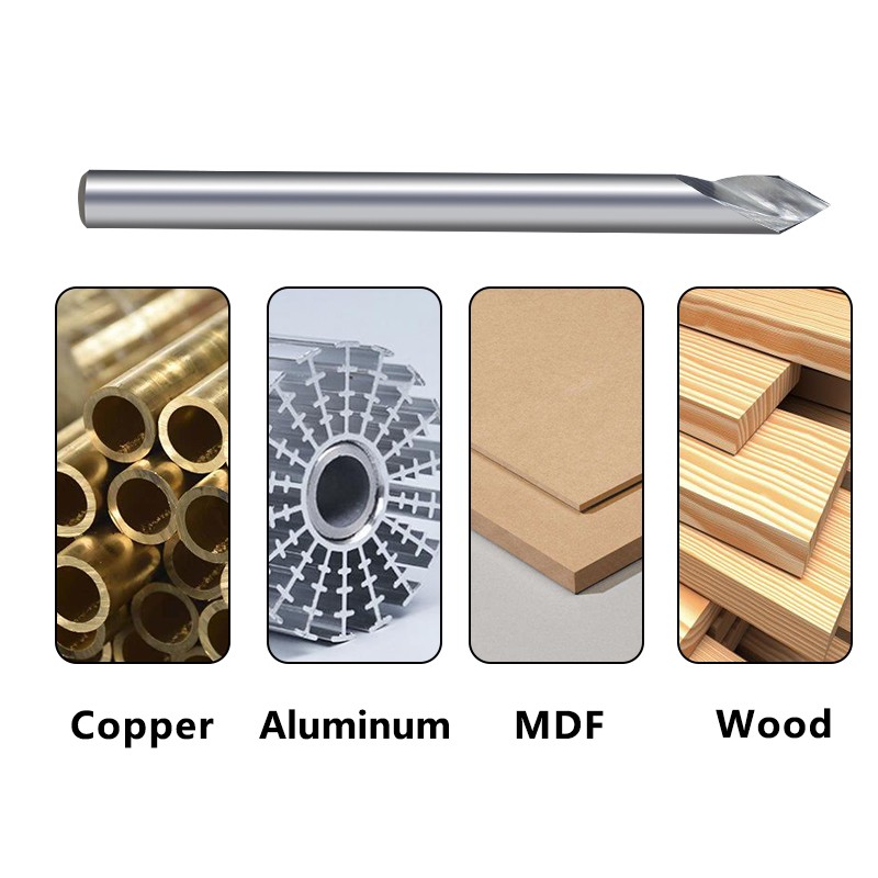 1pc 3.175mm Shank V Shape Tip Carving Cutter 20/30/45/60 Degree Milling Cutter Tungsten Carbide Router Bit PCB 3D Drill Bit